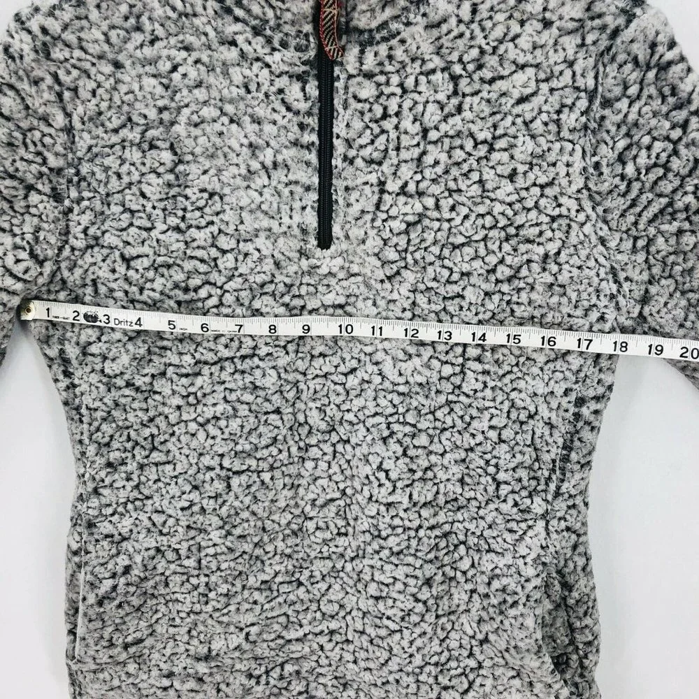 Weatherproof Vintage Womens Small Gray Faux Sherpa Fleece 1/4 Zip Pullover Lined - Picture 8 of 12